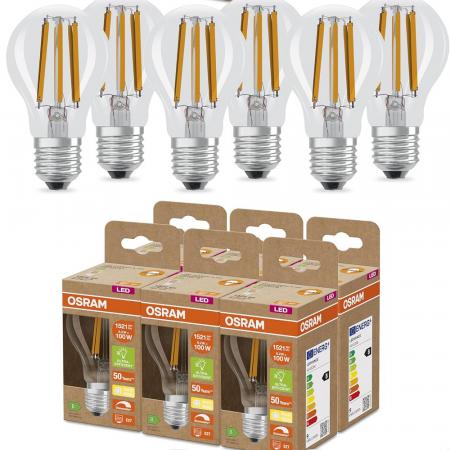 6er Set OSRAM E27 SUPERSTAR+ CLASSIC besonders effiziente LED Lampe dimmbar 8,2W wie 100W 2700K warmweißes Licht
